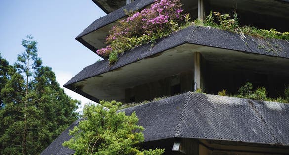 Photo of Fragment of abandoned hotel in the Sete Cidades on Sao Miguel Island, Azores, Portugal.