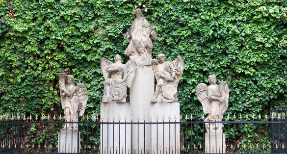 Photo of Statue of saints in a courtyard of Primate's palace, Bratislava. Bratislava is the capital of Slovakia on Danube River, formerly part of Czechoslovakia Socialist Republic.