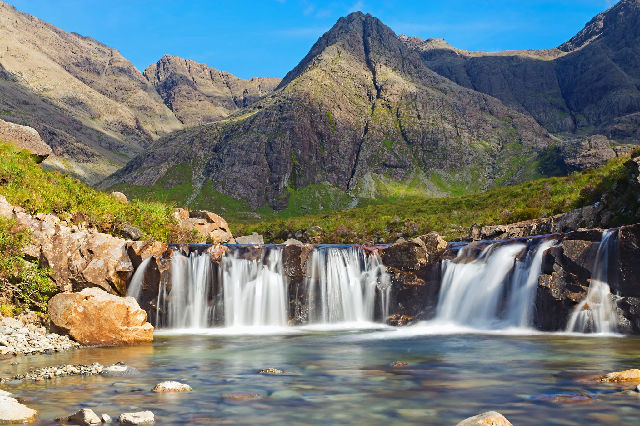 Photo of The beautiful Fairy Pools on the Isle of Skye, Scotland .