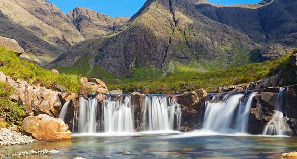 Photo of The beautiful Fairy Pools on the Isle of Skye, Scotland .