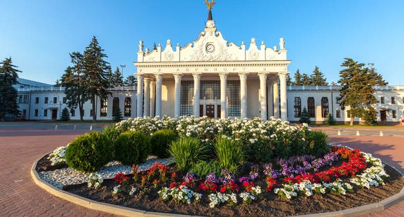 Photo of old terminal of Kharkiv international airport after renovation serves as VIP zone, Ukraine.