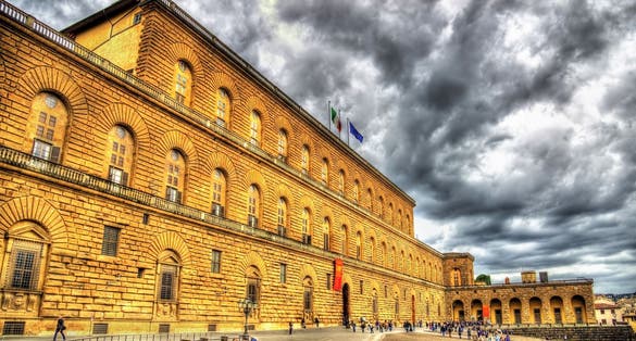 photo of Pitti Square (Piazza pitti) and Palace of Pitti (Palazzo Pitti) in Florence - city of the Renaissance on Arno river. Italy.