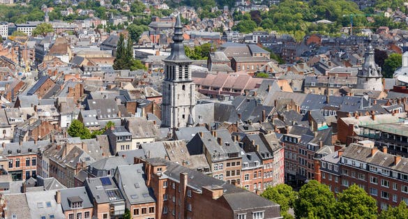 Namur, Belgium: View of the historic center of Namur from citadelle.