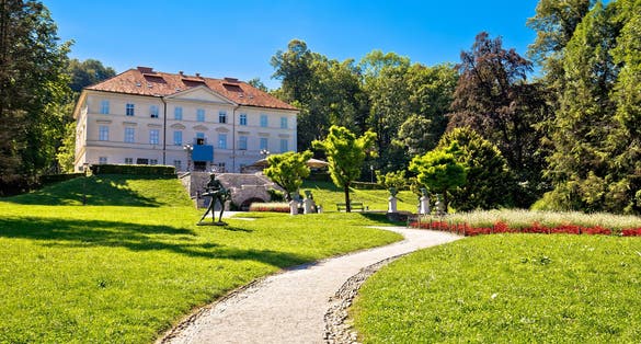 Tivoli park landscape in Ljubljana, green heart of capital of Slovenia