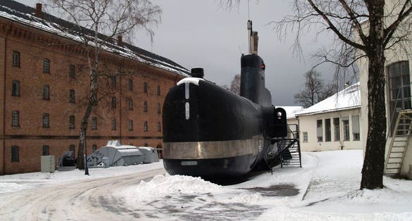 The picture shows the submarime KNM Utstein, at the Norwegian Naval Museum in Horten, Norway.