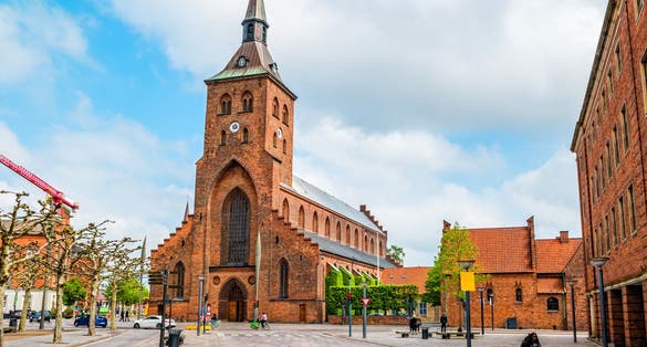 Photo of St. Canute's Cathedral in the center of Odense, Denmark.