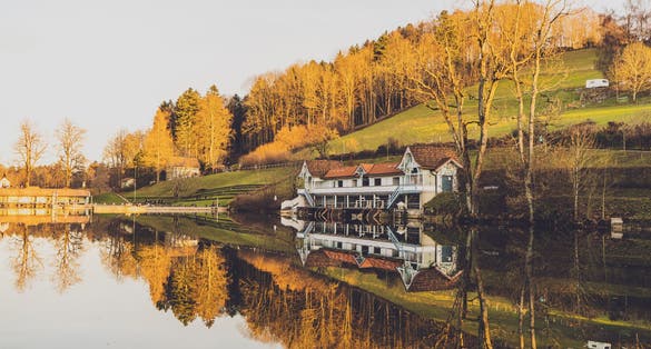 photo of Drei Weihern or three lime trees at Autumn in St.Gallen, Switzerland.