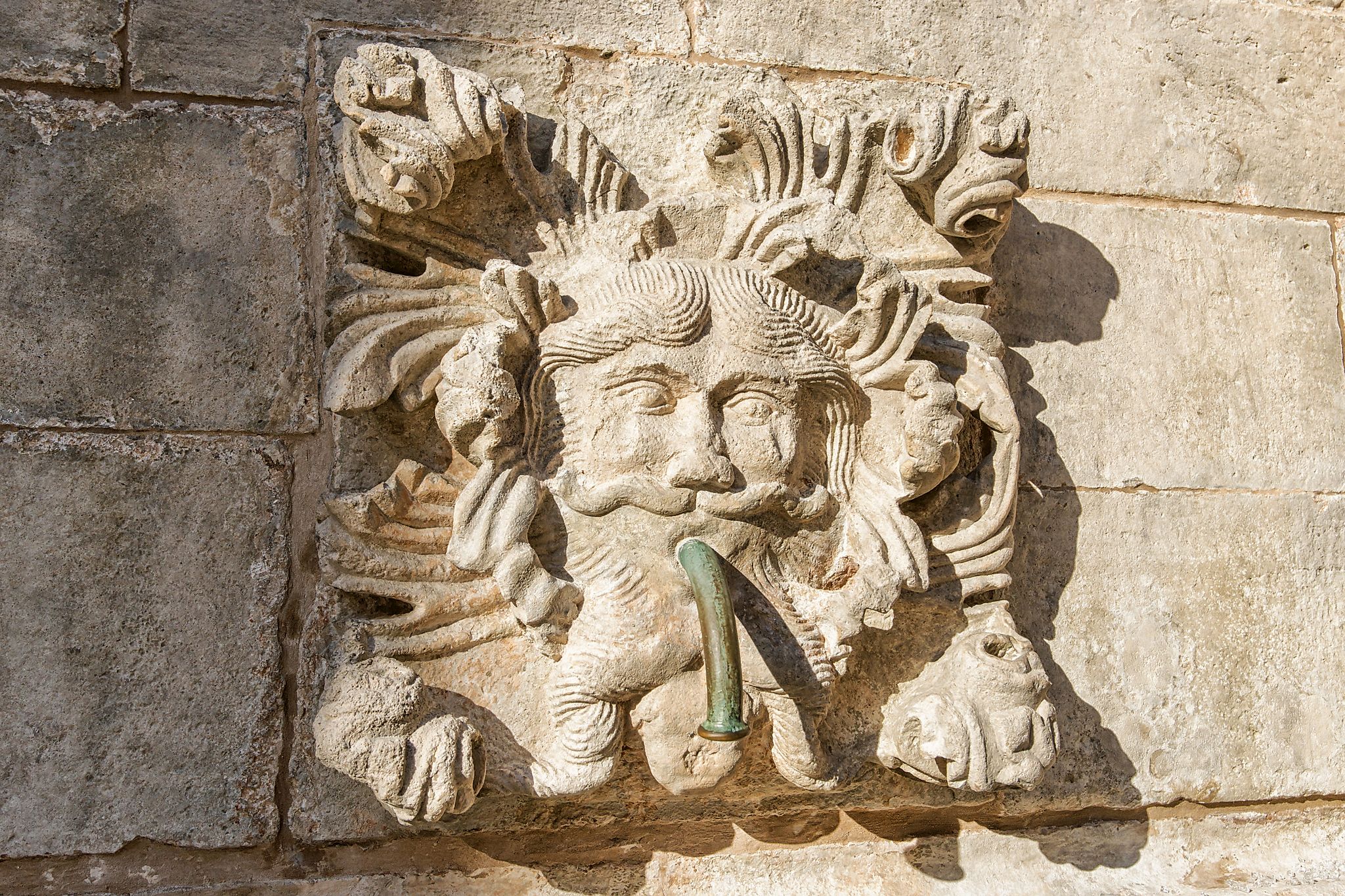 Photo of fragment of Big Onofrio fountain in the Old city of Dubrovnik, Croatia.