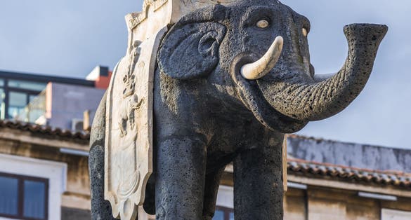 photo of Famous symbol of Catania - Elephant Fountain, island of Sicily, Italy .
