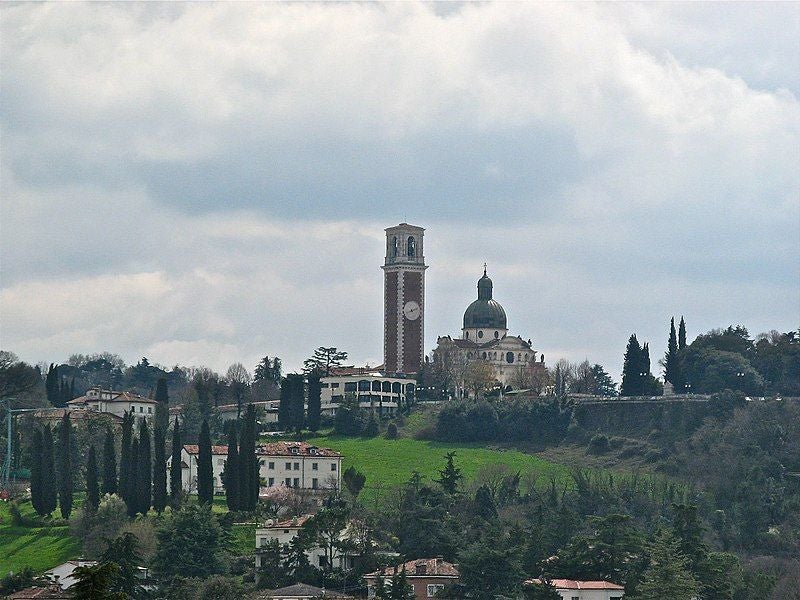 photo of view del Monte Berico dalla terrazza superiore della Basilica Palladiana, Vicenza, Italy.