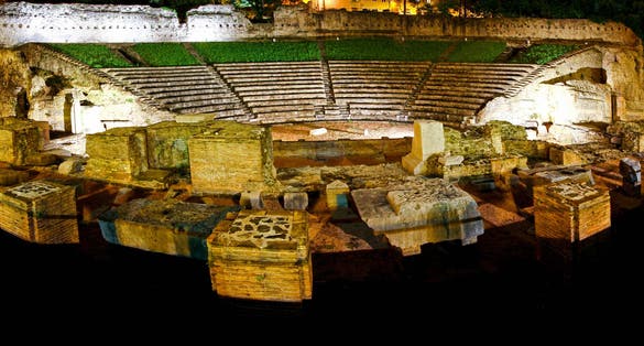 photo of view of View of Roman Theater at sunset in Trieste, Italy.