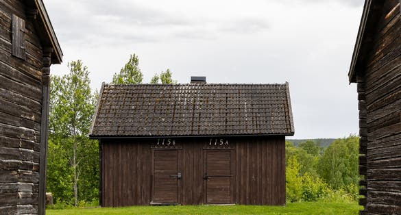 photo of view of Skelleftea, Sweden A wooden barn in the historic and culture neighborhood Bonnstan.