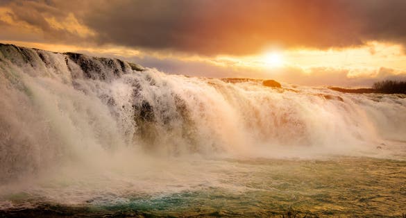 photo of Beautiful scenery of Faxi Waterfal, Iceland .