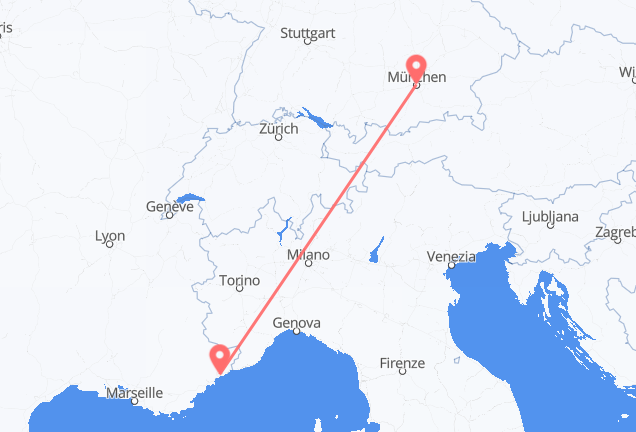 München nach Nizza