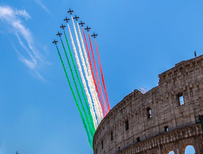 Republic Day air show above the Colosseum during Italy in June celebrations..jpg