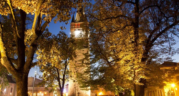 photo of view of Stephen's Tower in Citadel Square, Baia Mare, Romania, Europe