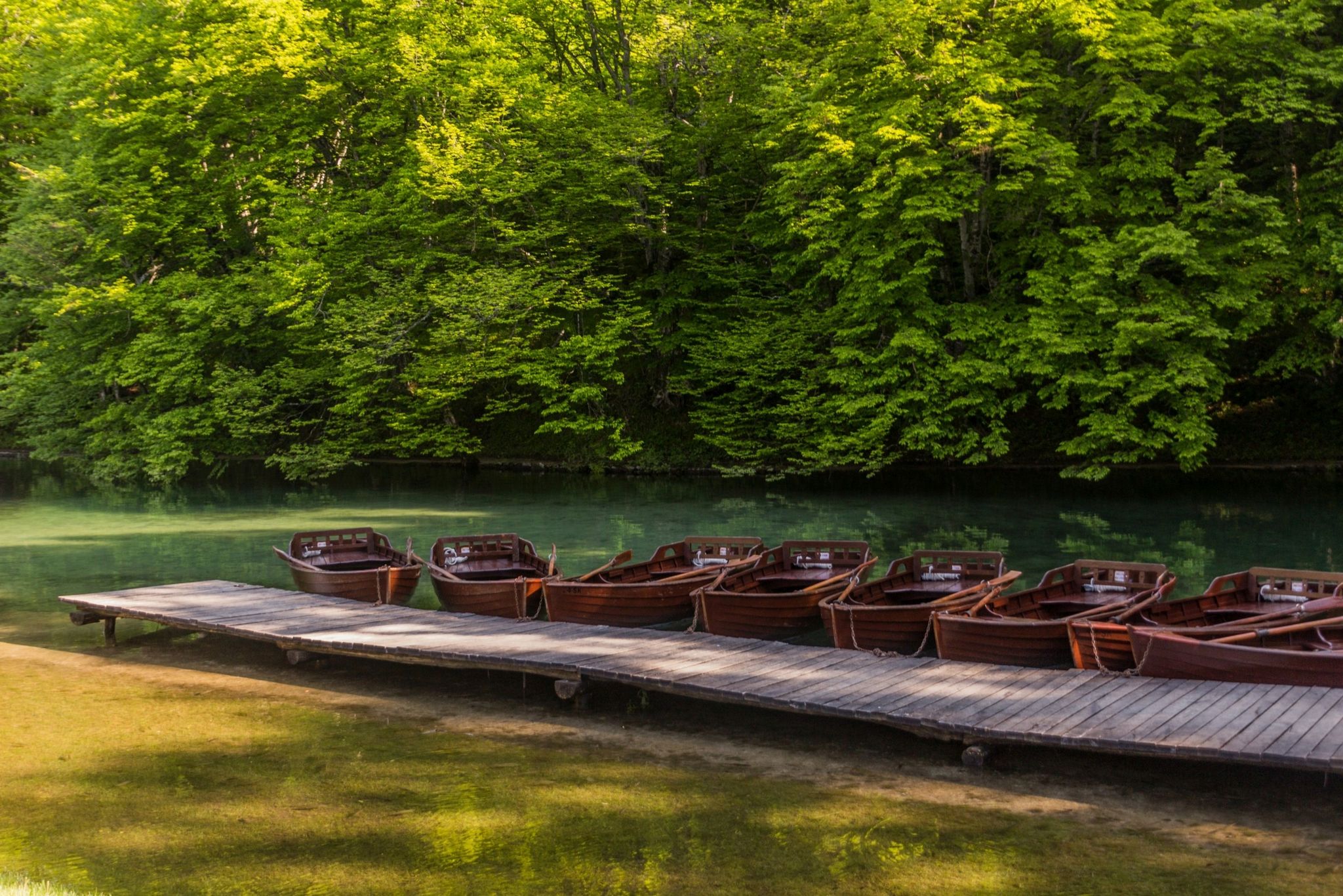 Wooden boats on Kozjak lake