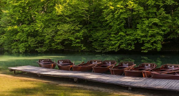 Wooden boats on Kozjak lake