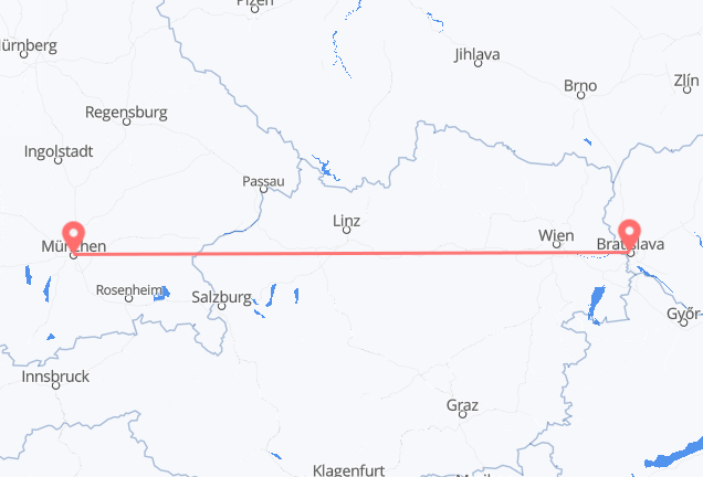 München nach Bratislava