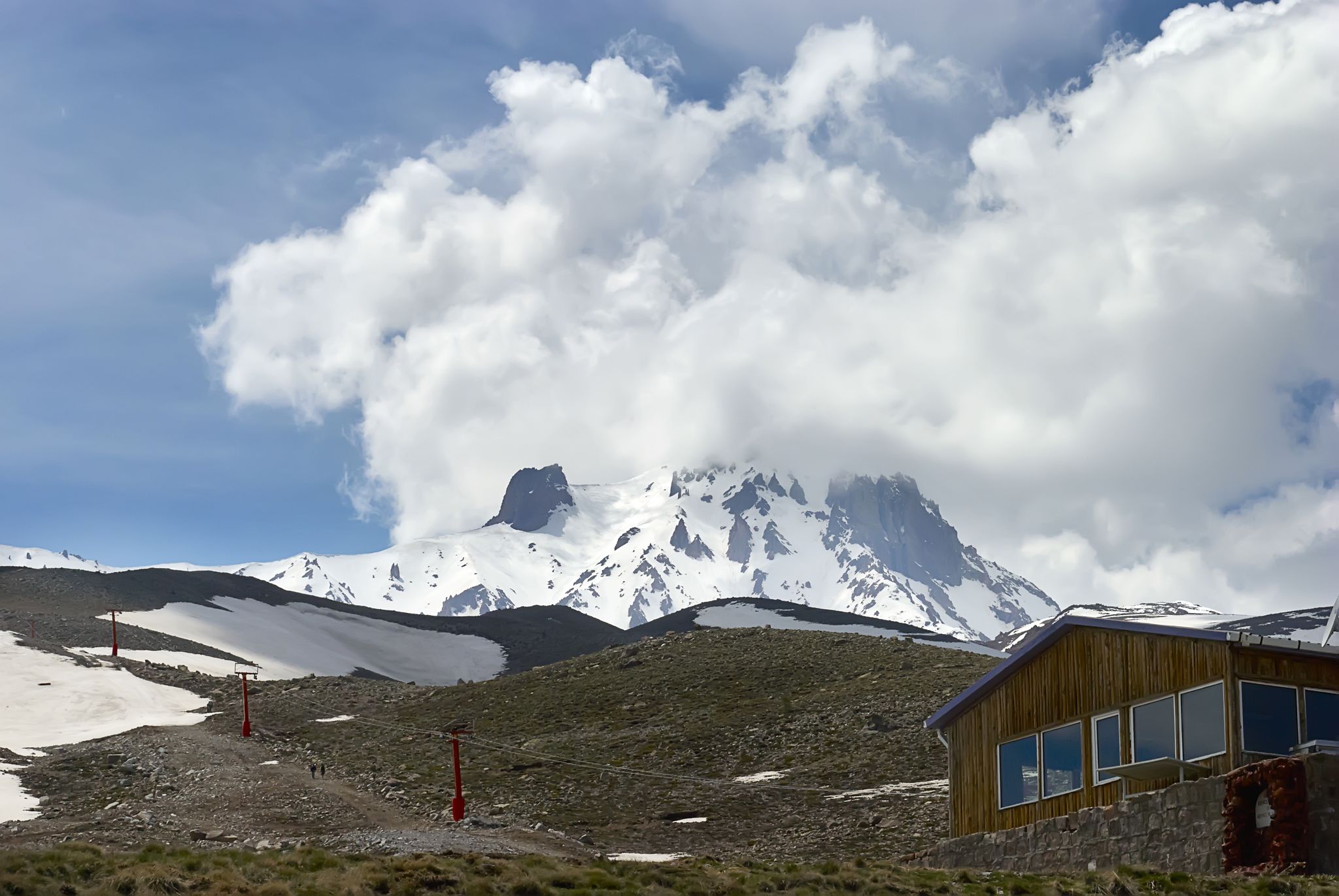 photo of panoramic view on ski resort in spring. Mount Erciyes in Turkey.