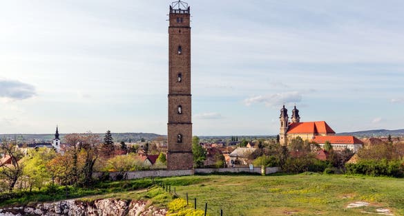 photo of view of View from baroque Calvary Hill, Tata, Hungary.