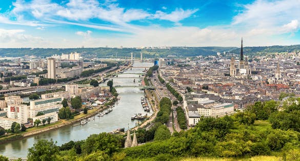 Photo of panoramic aerial view of Rouen in a beautiful summer day, France.