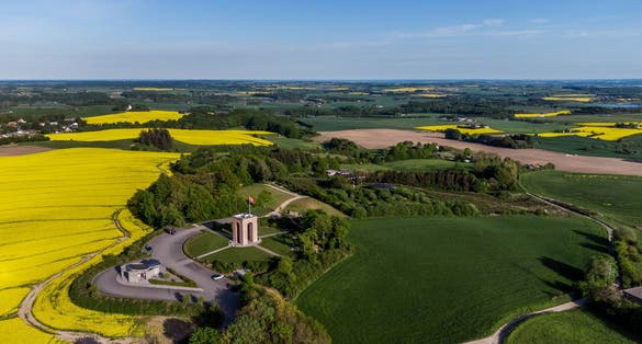 Photo of aerial view of tourist attraction Ejer Bavnehøj, Denmark.