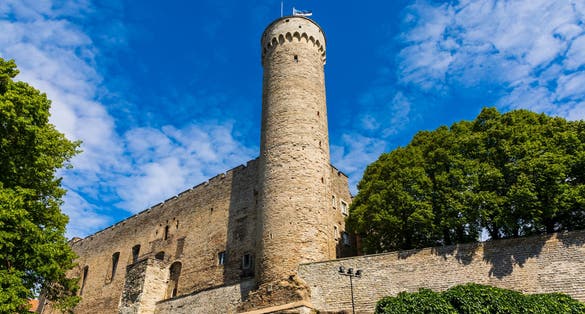 Photo of Pikk Hermann (also known as Tall Hermann), a tower of the Toompea Castle on Toompea hill in Tallinn, Estonia.