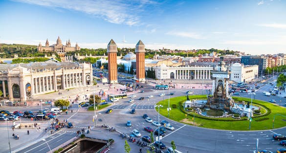 Photo of view of the center of Barcelona, Spain.