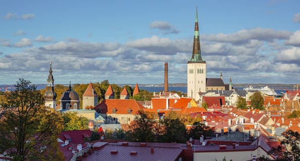 Photo of the city view from Kohtuotsa viewing platform in Tallin in Estonia.