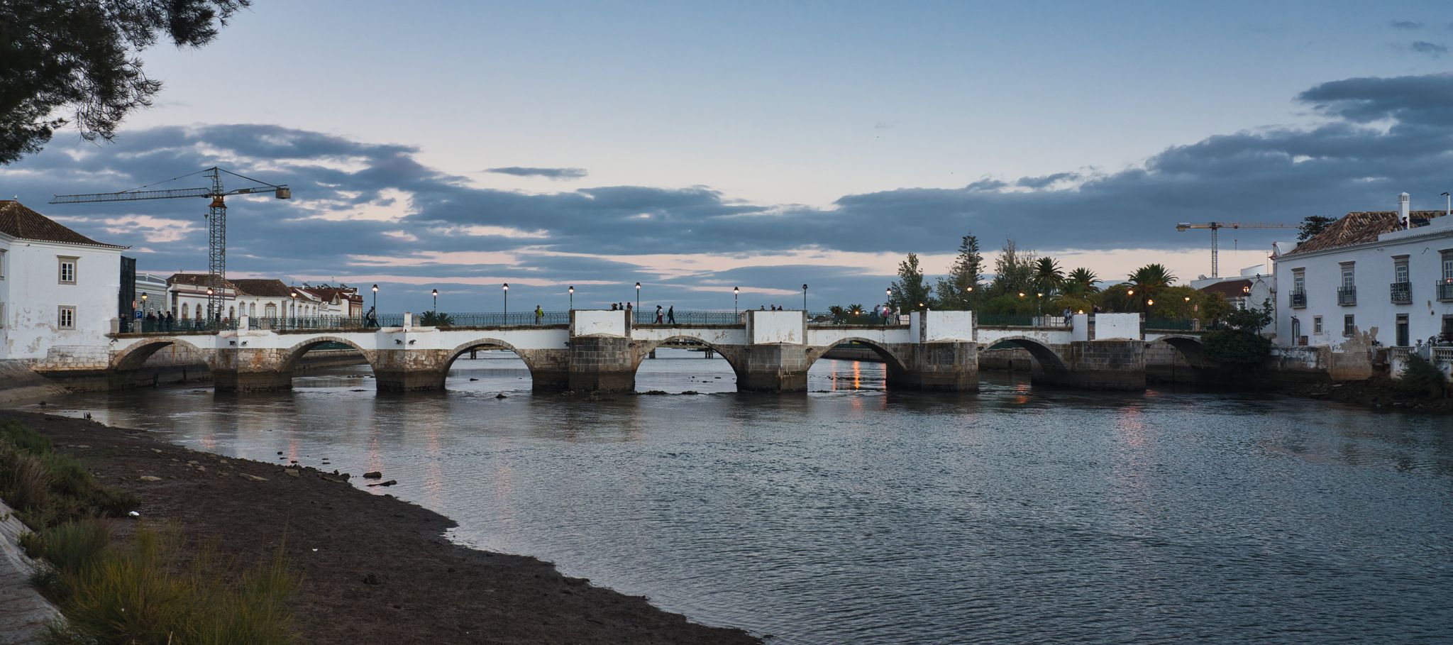 Ancient Roman historical bridge in Tavira, Algarve. Portugal