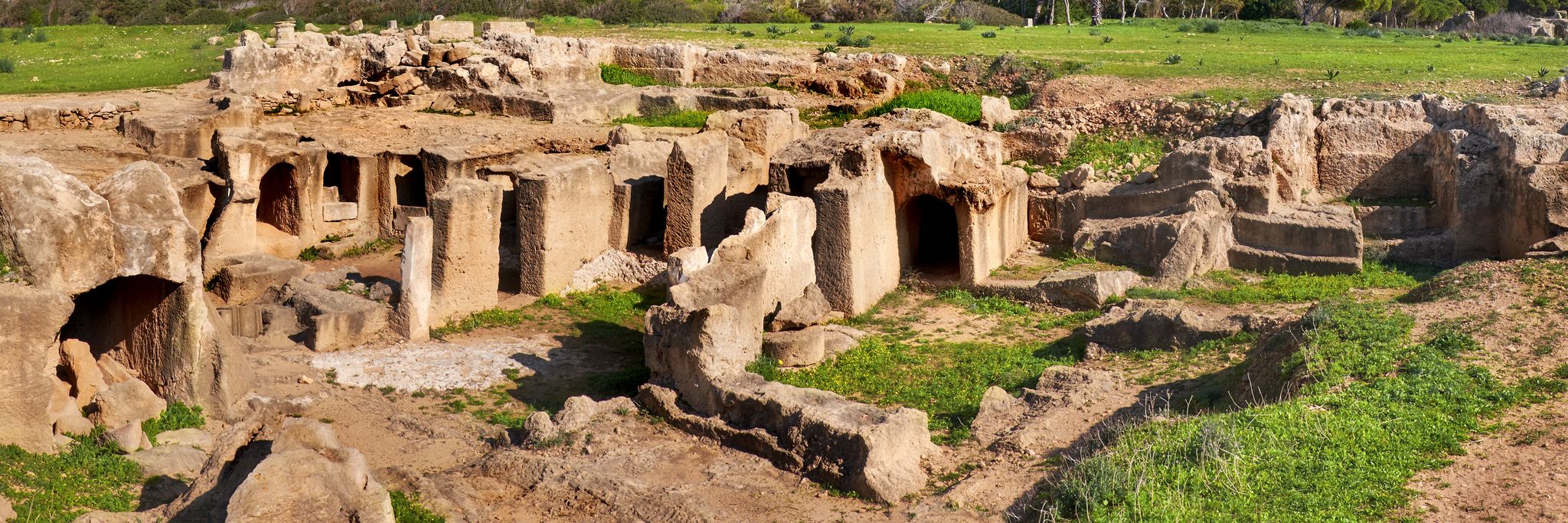 Photo of Tombs of the Kings, archaeological museum in Paphos city, Cyprus on a bright day.