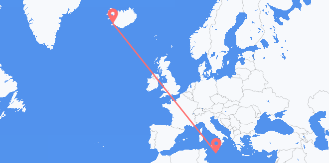 frá Íslandi til Möltu