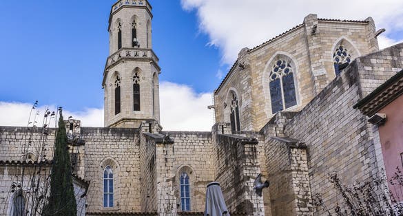 Photo of Gothic Church of Saint Peter near Dali's Theatre ,Museum building in Figueres, Catalonia, Spain. 