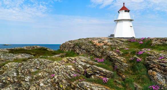 photo of Krogstadsudde lighthouse in Varberg, Sweden. Varberg and all of Halland county are well known for their typical west coast sandy beaches.