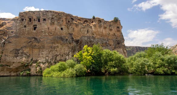 Photo of abandoned Castle (Rum Kale) in Firat River (Euphrates River), Halfeti, Gaziantep, Turkey.