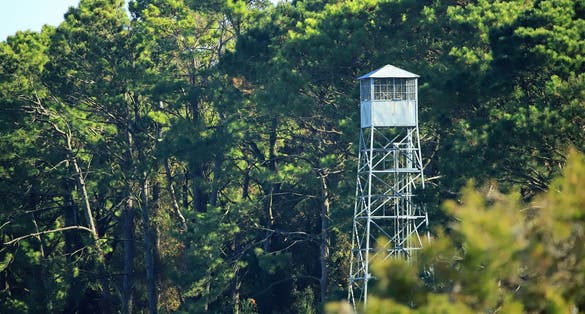 photo of Old fire tower in the forest.