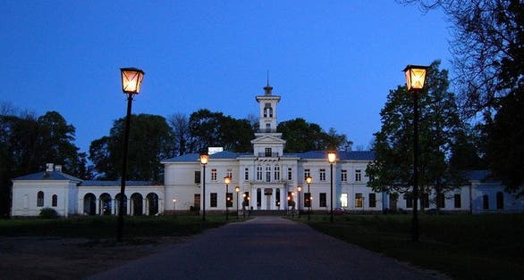 Astravas Manor in Astravas, Birzai, Lithuania. Astravas Manor is a manor in Birzai suburb Astravas, Lithuania. It was commissioned by Jan Tyszkewicz and was built in 1849 - 1862 in neoclassical style.