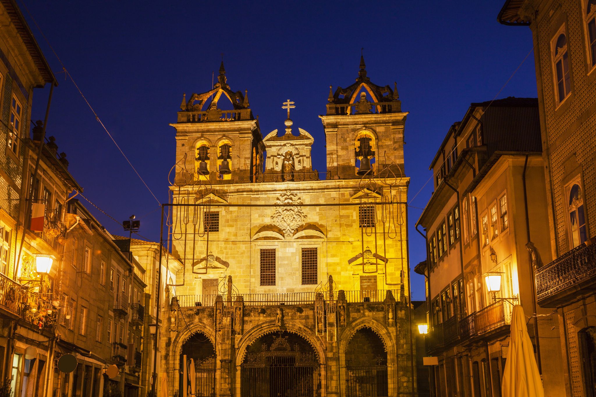 Braga Cathedral at dawn. Braga, Norte Region, Portugal.