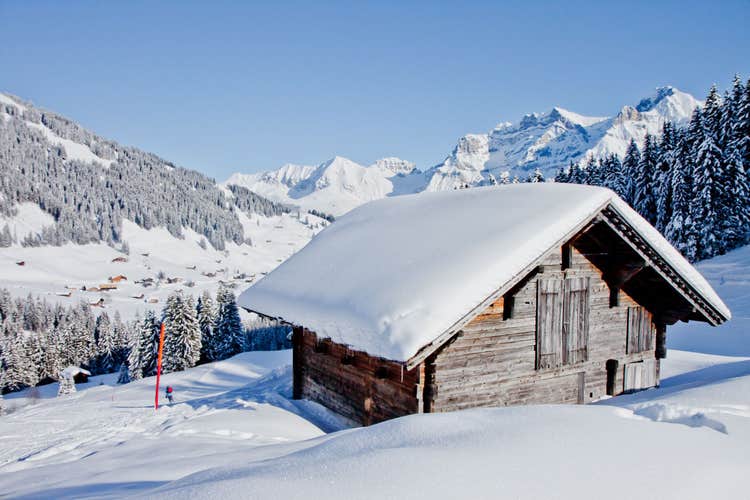 photo of view of Adelboden in winter , Switzerland.