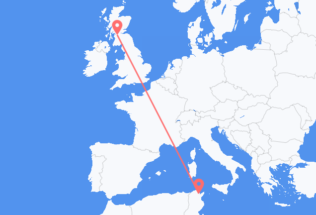 Tunis nach Glasgow