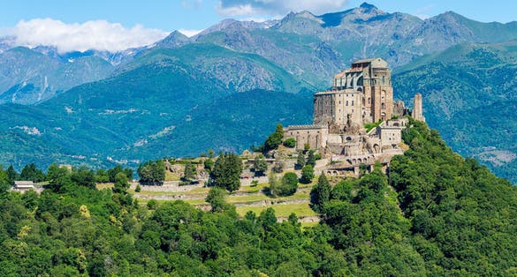 Photo of Scenic sight of the Sacra di San Michele (Saint Michael's Abbey). Province of Turin, Piedmont, Italy.