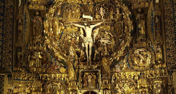 Photo of Cartuja de Miraflores monastery from inside, Burgos, Castilla y Leon Spain .