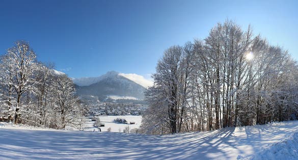  Oberstdorf, Germany, with Alps in the winter with snow covered landscape 