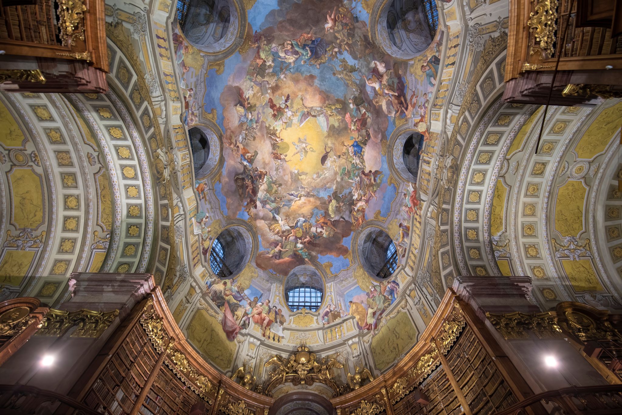 Photo of Interior of the Austrian National Library located in the Neue Burg Wing of the Hofburg palace, Vienna, Austria.