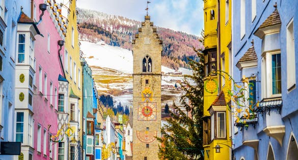 photo of view of Vipiteno Sterzing winter - Bolzano province - Trentino Alto Adige region - Italy colorful buildings, Italy.