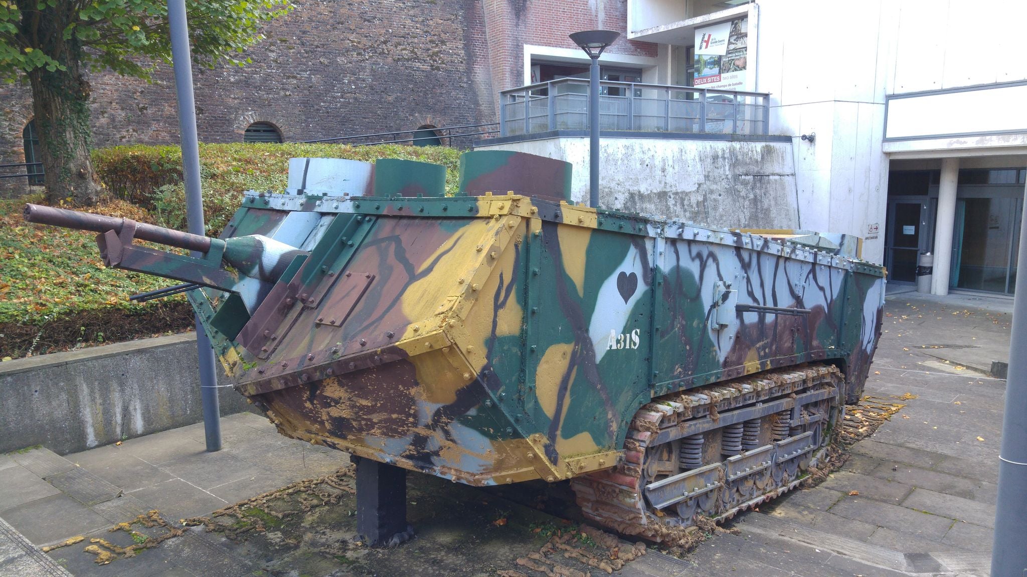 Life-size model of the Saint-Chamond tank in the courtyard
