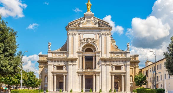 View at the Basilica of Santa Maria degli Angeli near Assisi in Italy.