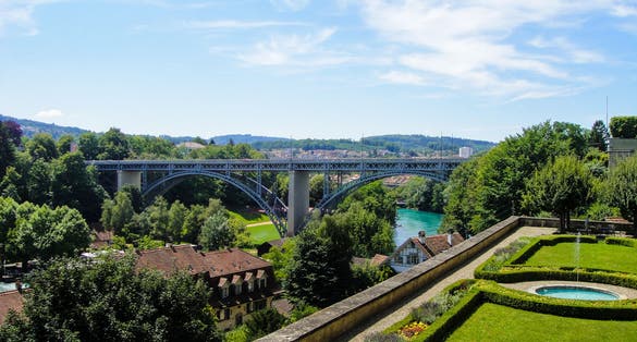 photo of beautiful morning at Kornhausbrücke in Bern, Switzerland.
