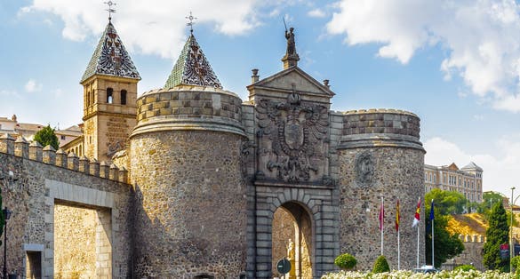 Photo of The Puerta de Bisagra, the main entrance onto the territory of Toledo city, Spain.